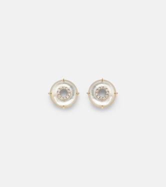 14kt gold (585/1000) earrings with diamonds and pearls | Mateo