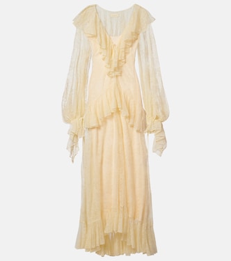 فستان طويل مكشكش من الدانتيل Esen | De La Vali