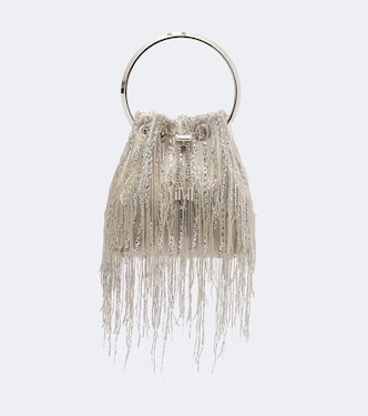Bon Bon embellished satin bucket bag | Jimmy Choo