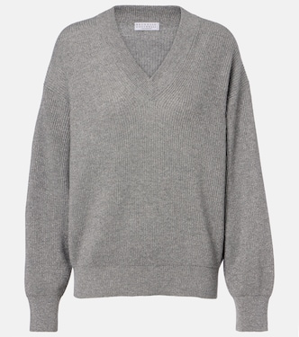 Ribbed-knit cashmere-blend sweater | Brunello Cucinelli