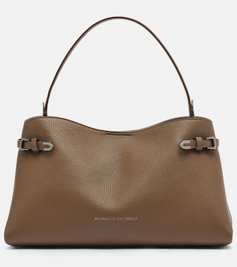 Medium leather top-handle bag | Brunello Cucinelli