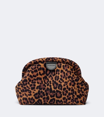 Falabella Small leopard-print velvet clutch | Stella McCartney
