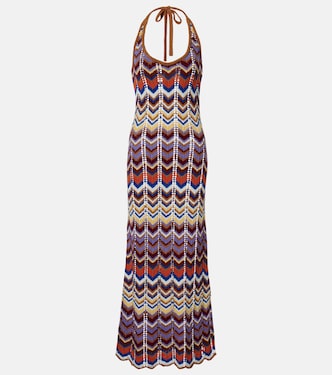 Elisa chevron crochet cotton-blend maxi dress | Faithfull