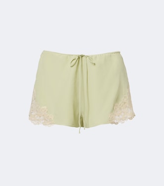 Elia lace-trimmed crêpe de chine shorts | De La Vali