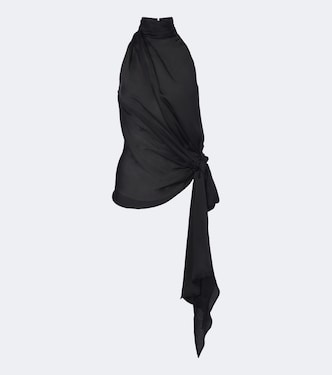 Bow-detail halterneck silk satin top | Balmain