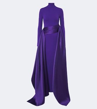 Olivia satin-trimmed crêpe gown | Solace London