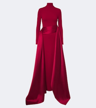 Olivia satin-trimmed crêpe gown | Solace London