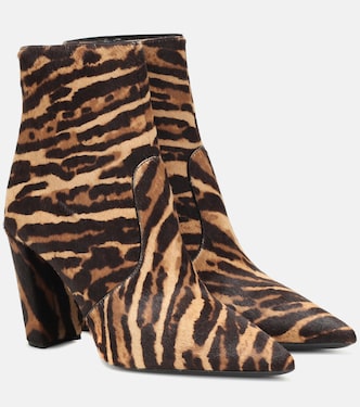 Leopard-print calf hair ankle boots | Prada