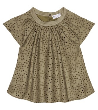 Broderie anglaise cotton-blend top | Brunello Cucinelli Kids