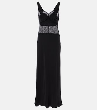 Robe longue en soie et dentelle  | Victoria Beckham