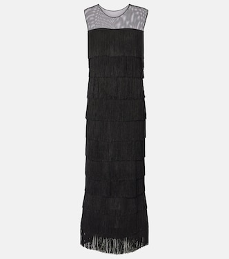 Fringed tiered maxi dress | Norma Kamali