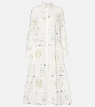 Floral printed tiered linen shirt dress | Erdem