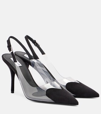 Cœur 90 suede and PVC slingback pumps | Alaïa
