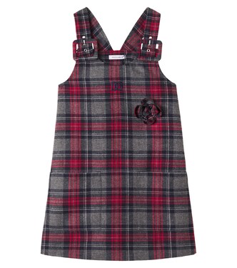 DG floral-appliqué tartan dress | Dolce&Gabbana Kids