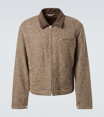 Corduroy-trimmed wool tweed blouson jacket | Auralee