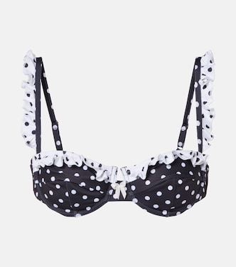 Angela polka-dot ruffled bikini top | Bananhot