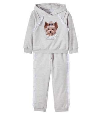 Embellished cotton-blend hoodie and sweatpants set | Monnalisa