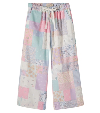 Sasha patchwork cotton wide-leg pants | Wheat
