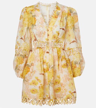 Como floral linen and silk minidress | Zimmermann