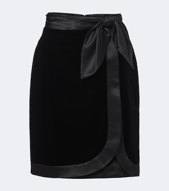 Silk-trimmed velvet wrap skirt | Saint Laurent