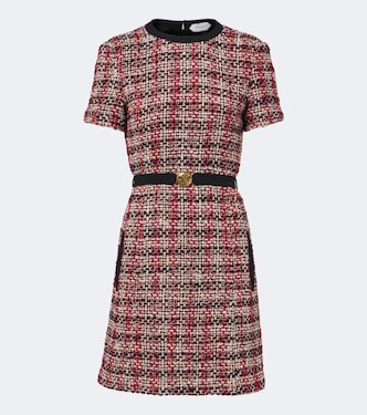 Medusa belted wool-blend tweed minidress | Versace