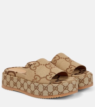 Plateau-Pantoletten GG Maxi aus Canvas | Gucci