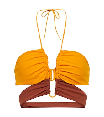 Ruched halterneck bikini top | Nensi Dojaka