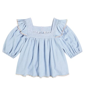 Halcyon smocked denim top | Zimmermann Kids