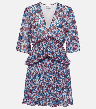 Floral pleated georgette minidress | Ganni