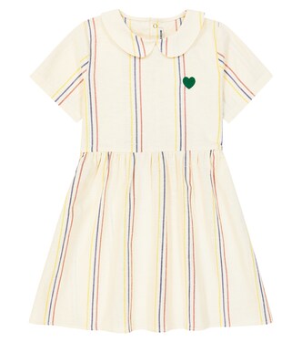 Striped cotton and linen dress | Mini Rodini
