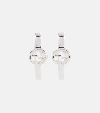 Interlocking G sterling silver hoop earrings | Gucci