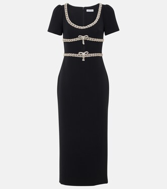 Robe midi en crêpe à ornements | Self-Portrait