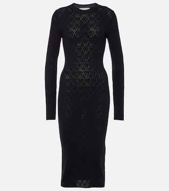 Knitted cotton and wool midi dress | Ami Paris