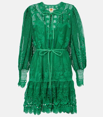 Robe Tropical Flight Green en guipure | Farm Rio