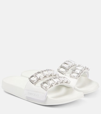 Fitz Crystal embellished leather slides | Jimmy Choo