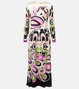 Clingy Swing printed satin midi dress | La DoubleJ