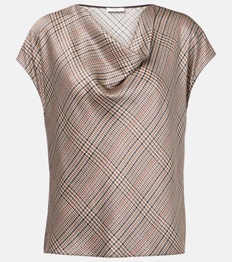 Houndstooth silk top | Vince