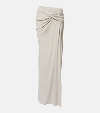 Draped cotton-blend jersey maxi skirt | Entire Studios