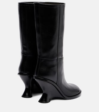 95 leather wedge knee-high boots in black - Dries Van Noten
