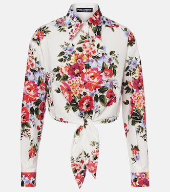 Floral cropped cotton shirt | Dolce&Gabbana