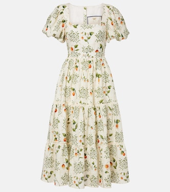 Embellished printed linen midi dress | Agua by Agua Bendita