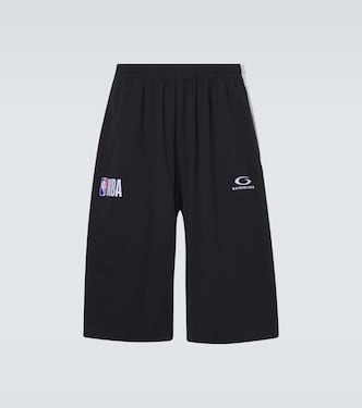 x NBA logo cotton fleece shorts | Balenciaga