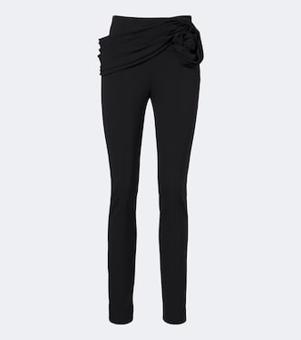 Floral-appliqué wool-blend leggings | Carolina Herrera
