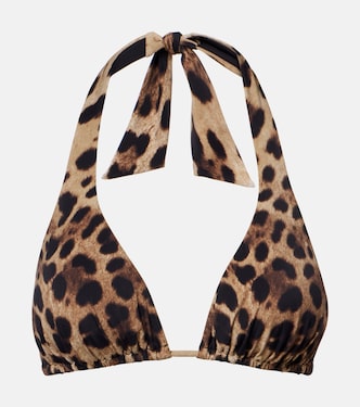 Leopard-print triangle bikini top | Dolce&Gabbana