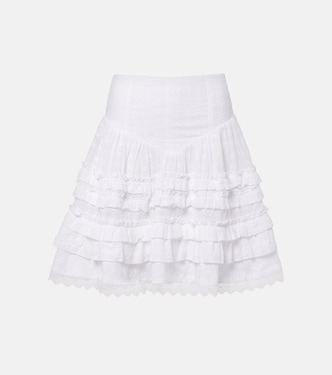 Broderie anglaise tiered cotton miniskirt | Ganni