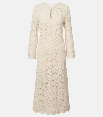 Jovie cotton-blend guipure lace midi dress | Velvet