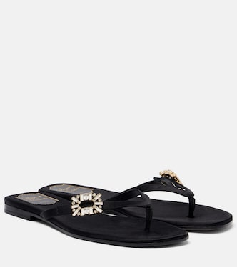 Embellished satin thong sandals | Roger Vivier