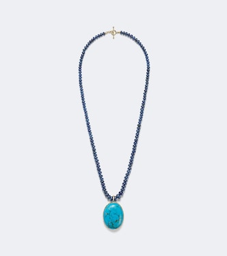 Collana Jumbo Hidden Gem in oro 18kt con turchese e zaffiri | Octavia Elizabeth
