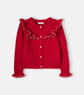 Azur ruffled pointelle cardigan | C'era Una Volta
