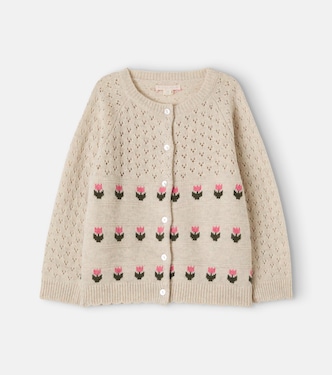 Belle floral pointelle wool-blend cardigan | Konges Sløjd